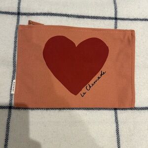 Sezane Terracotta Pouch with Red Heart